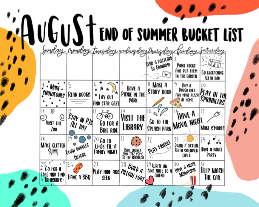 end of summer bucket list
