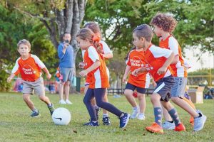 Kids playing soccer