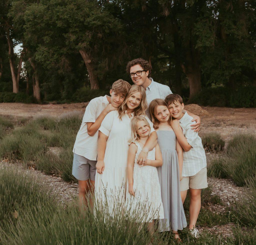 Family photo in Los Poblanos Lavender Fields