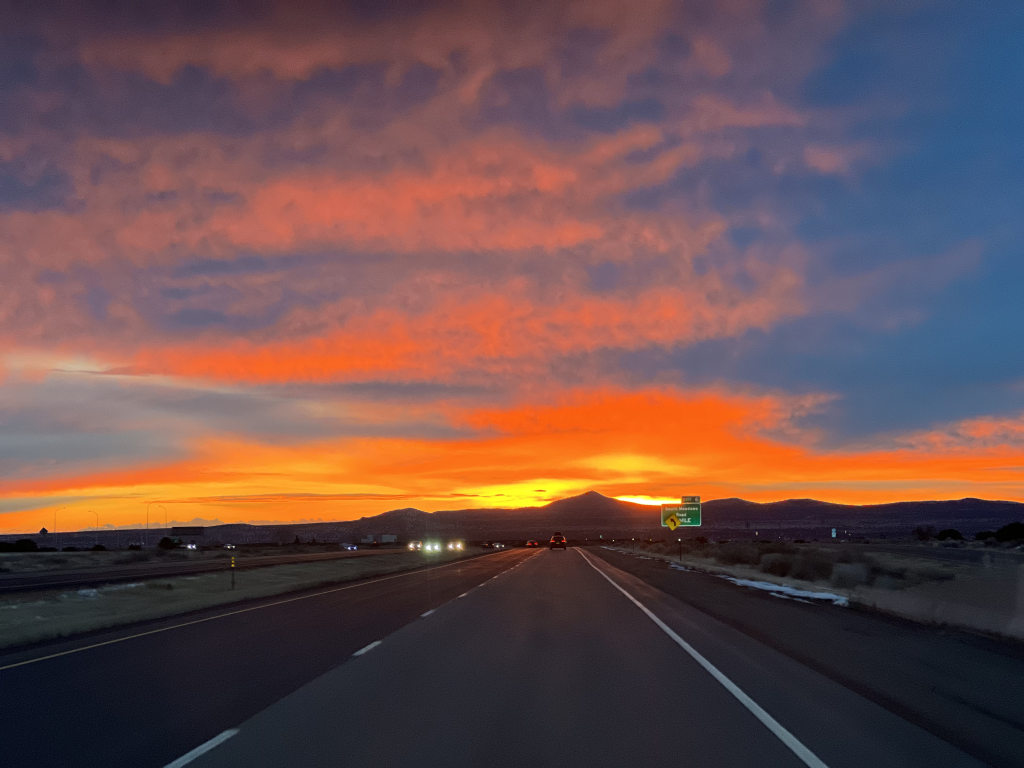 Sunset driving home from Santa Fe