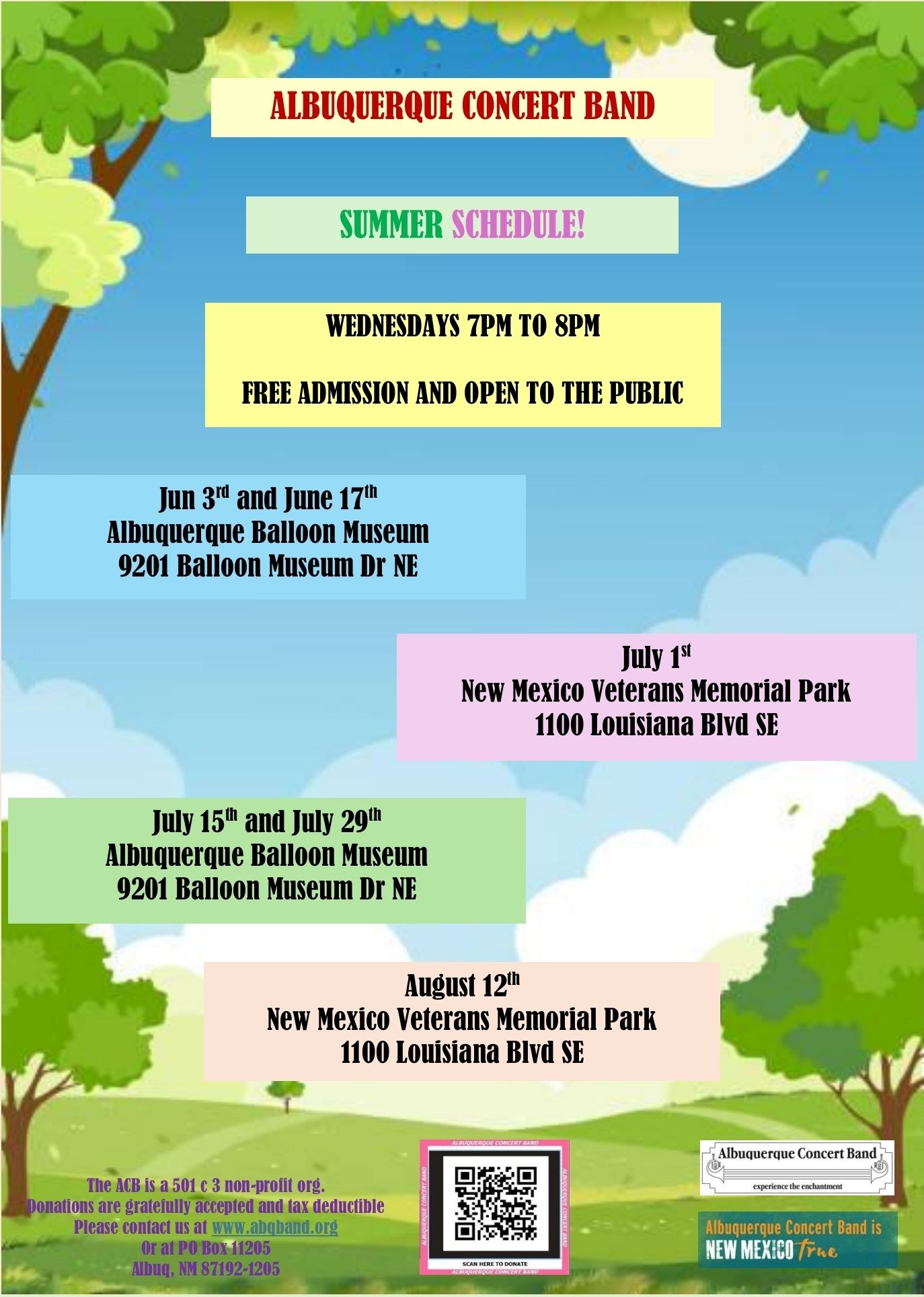 ABQ Concert Band Free Concerts at NM Veterans Memorial Park